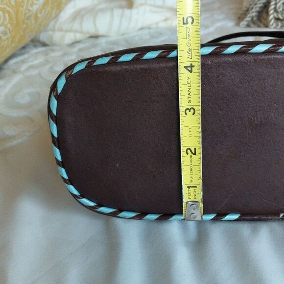 Vintage Hand-tooled Leather Bucket Bag- Love Turquoise? - Picture 13 of 16